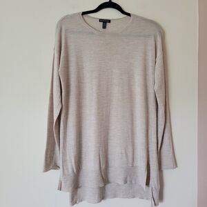 EILEEN Fisher tan featherweight luxe merino crewneck tunic knit sweater size XS